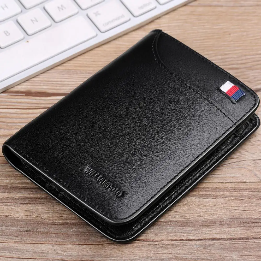 Кошелек мужской короткий из натуральной кожи с отделением для кредитных карт и