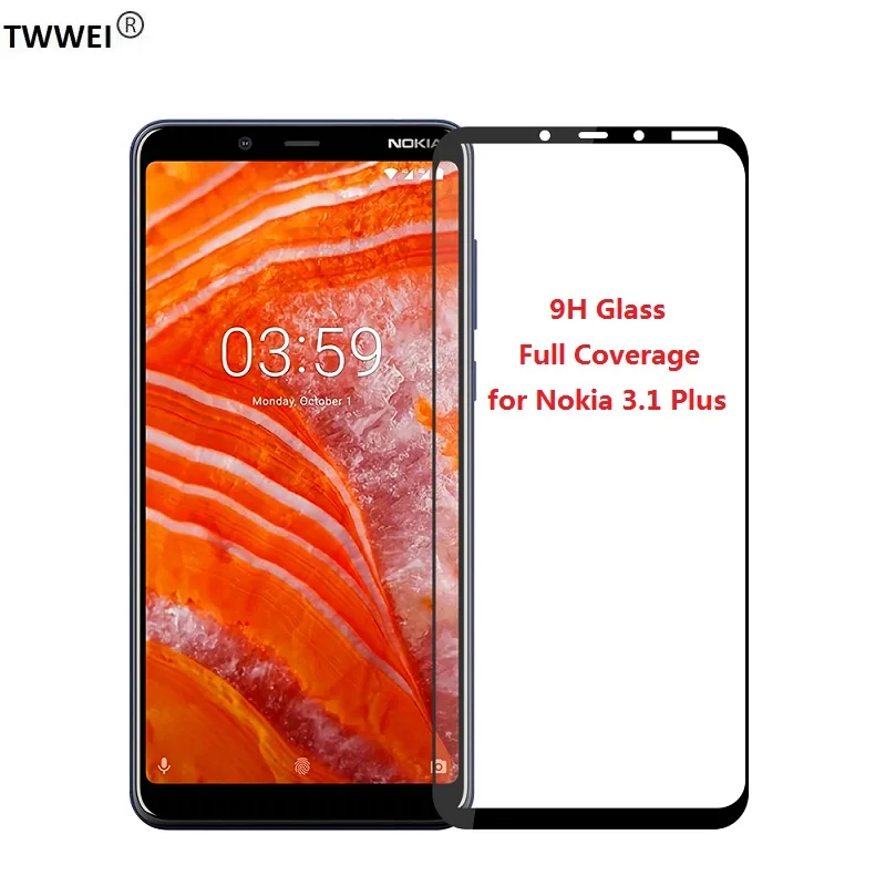 Закаленное стекло с полным покрытием для Nokia 3 1 Plus Защитное защитная пленка из