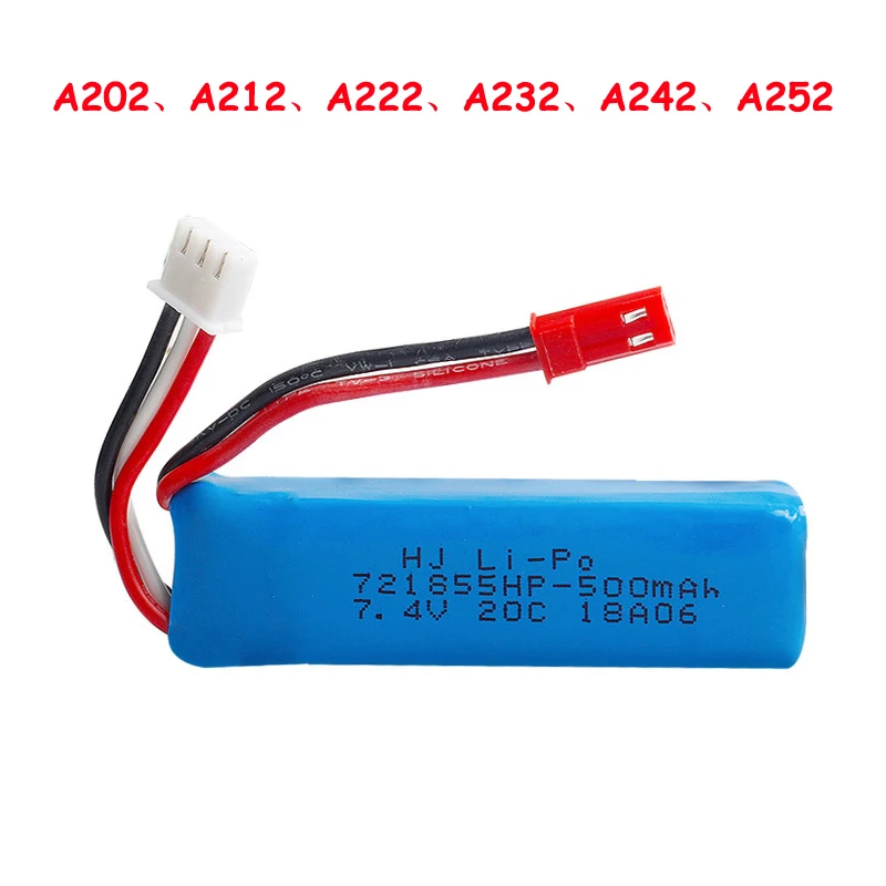 Литиевая батарея WLtoys для автомобиля A202 A212 A222 A232 A242 A252 7 4 В 500 мАч|spare parts|battery 7.4v