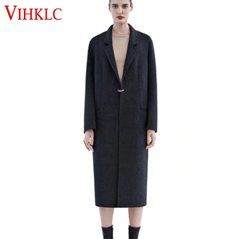2017 Осень зима Для женщин простой классический Однотонная одежда макси шерсть