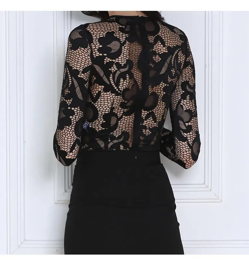Черное Кружевное боди с длинным рукавом|long sleeve|black lacelace lace |