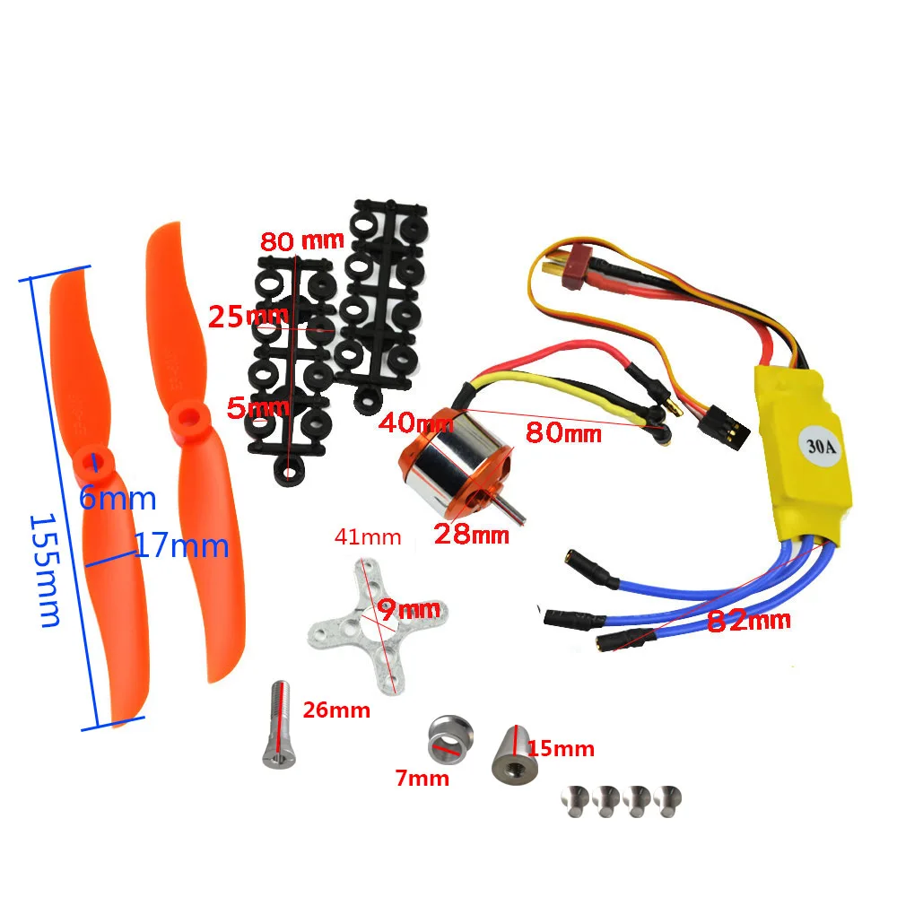 2200KV бесщеточный двигатель 2212 6 30A ESC монтажное крепление для RC вертолета самолета