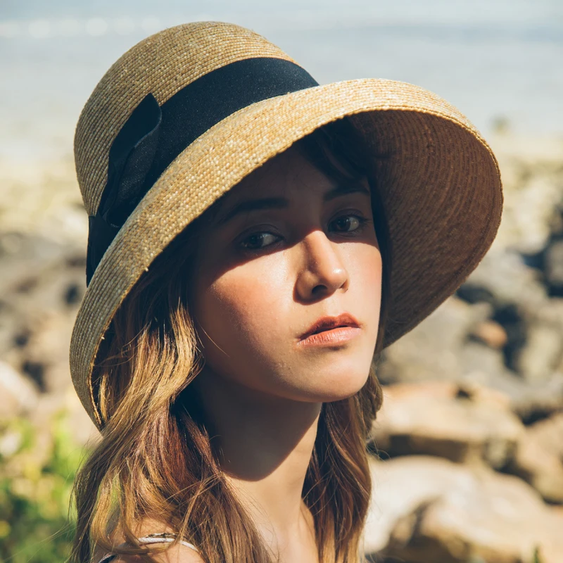 

dropshipping Women Sun Hat With a Wide Brim Ladies Elegant Natural Straw Hats UV Protection Beach Hat Sombrero Hombre Verano