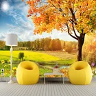 3D настенная бумага на заказ, пейзаж, природа, Золотая осень, кленовый пейзаж, гостиная, диван, рельефная настенная бумага