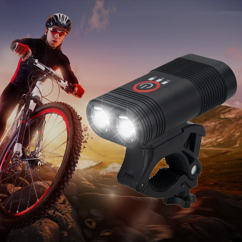2000lm 2x XM-L T6 светодиодный велосипедный светильник USB передний велосипедный головной светильник для безопасности ночной езды со встроенным аккумулятором
