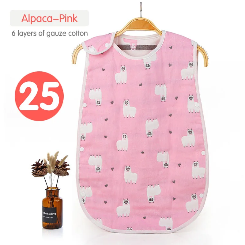 25Alpaca Pink Спальный мешок для новорожденных, 6 слоев марли, чистый хлопок, спальный мешок, мягкий, без рукавов, постельные принадлежности, детский жилет, спальный мешок, одеяло - Цвет: 25Alpaca Pink
