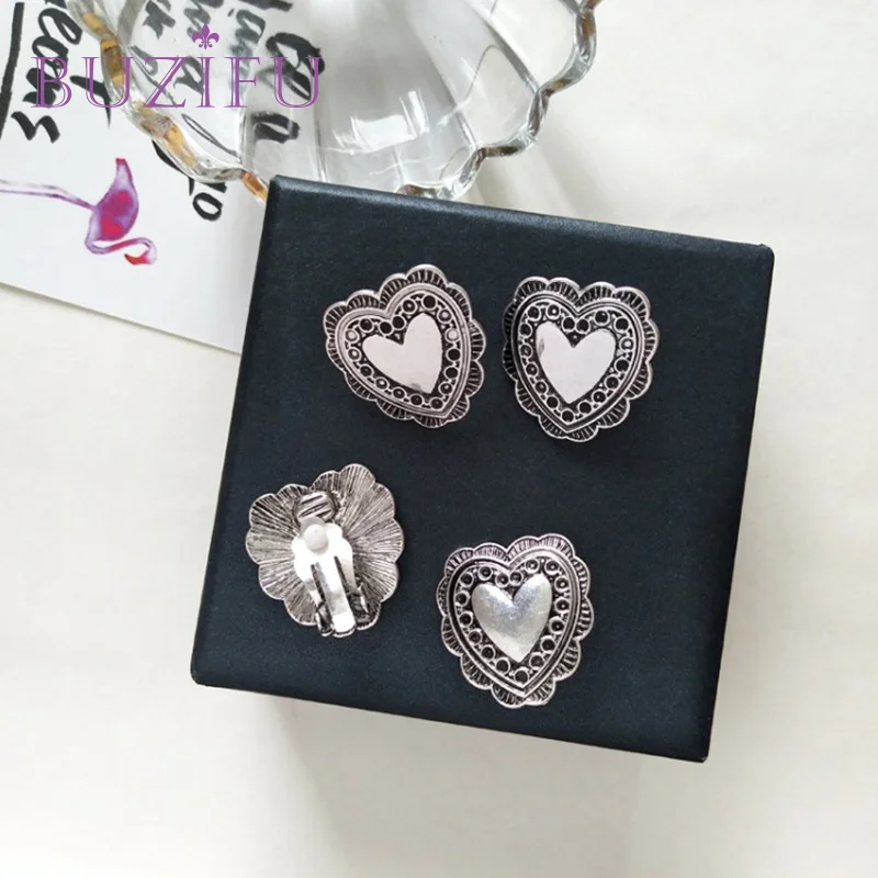 BUZIFU Горячие моды Этническая Винтаж ювелирные изделия резьба полые Gypsy Heart Серьги