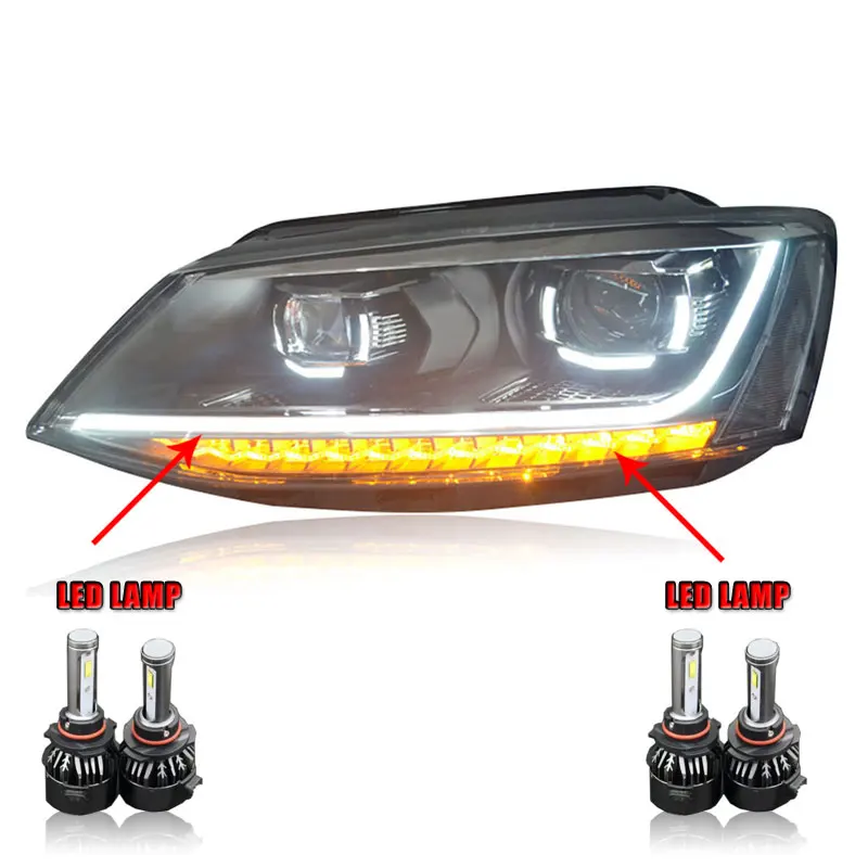 ALL LED 2 шт. светодиодный фары для Volkswagen Jetta 2011- светодиодный Автомобильные фары ангельские глазки комплект ксеноновых фар, Высокопрочная конструкция протовотуманная подсветка Габаритные огни - Цвет: ALL LED