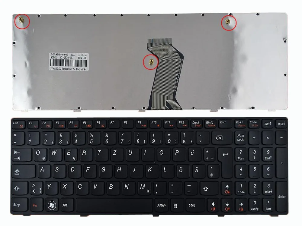 

New GR German Keyboard For LENOVO Ideapad Z560 Z560A Z565A G570 BLACK FRAME BLACK OEM Repair Notebook Replacement keyboards