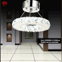led chandelier stainless steel ring k9 crystal lamp fixture modern circle light piu 01