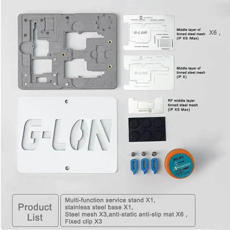G-LON SS-601K материнская плата BGA приспособление для iPhone X XS MAX средний слой держатель двусторонний Магнитный фиксированный оловянный комплект