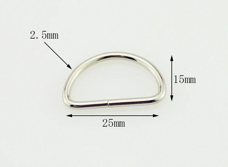 25mm silver 10 шт. D кольцо металлическая пряжка лямки Рюкзак Сумка Запчасти кожевенное ремесло ремень ошейник ручной работы полукруг Кнопка DIY Аксессуары - Цвет: 25mm silver