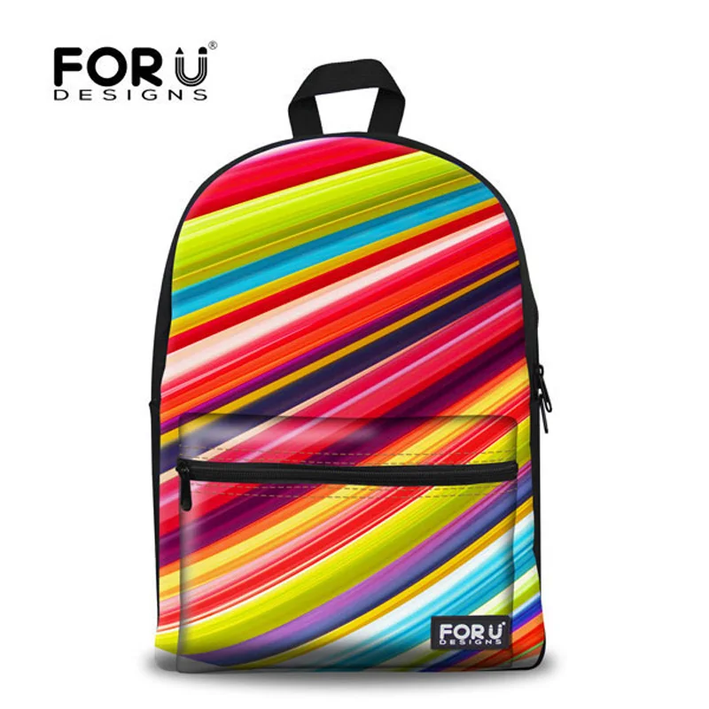 Разноцветный женский рюкзак в разноцветную полоску детский холщовый для