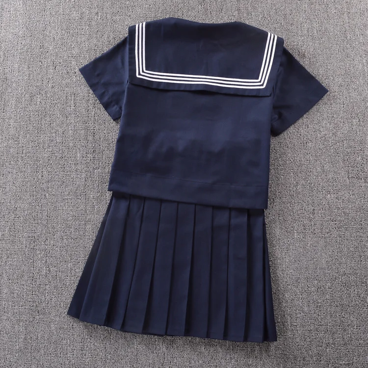 Женская летняя японская школьная форма JK костюм темно-синего цвета: блузка с