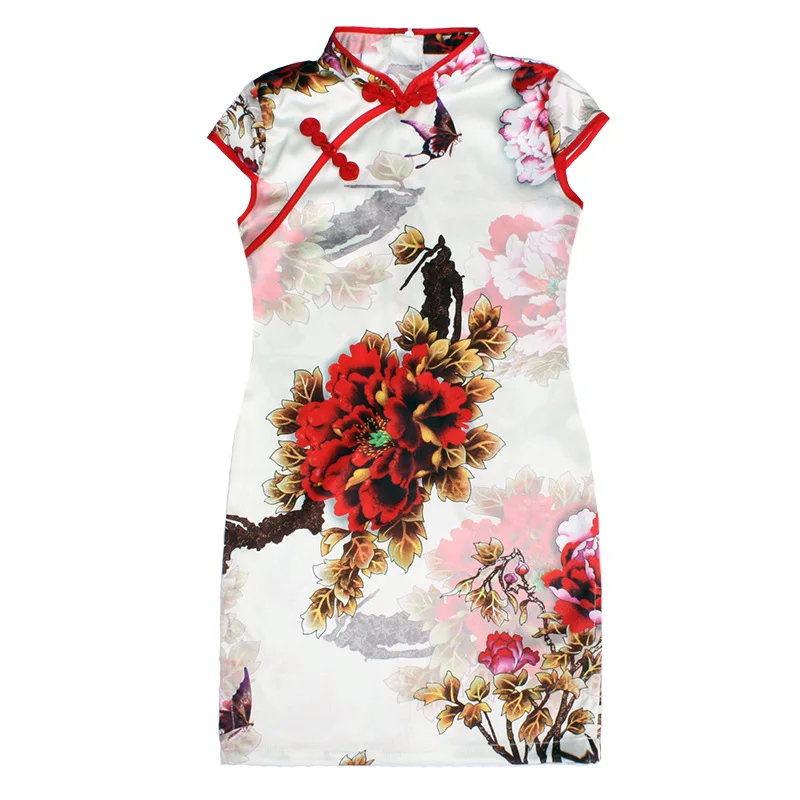 

New Arrival Children Dresses Summer 2021 Straight Princess Girls Cheongsam Dresses Kid Baby Cotton Traditional Chinese Garments