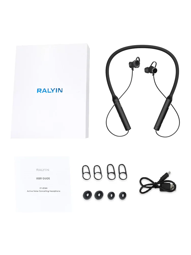 Ralyin активный шумоподавление bluetooth наушники спортивные беспроводные наушники ANC Bluetooth гарнитура с микрофоном для xiaomi