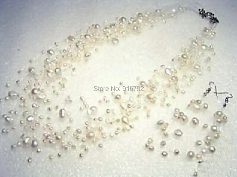 

HYFY2014329**Jewellery white pearl wedding necklace earring 17.5"