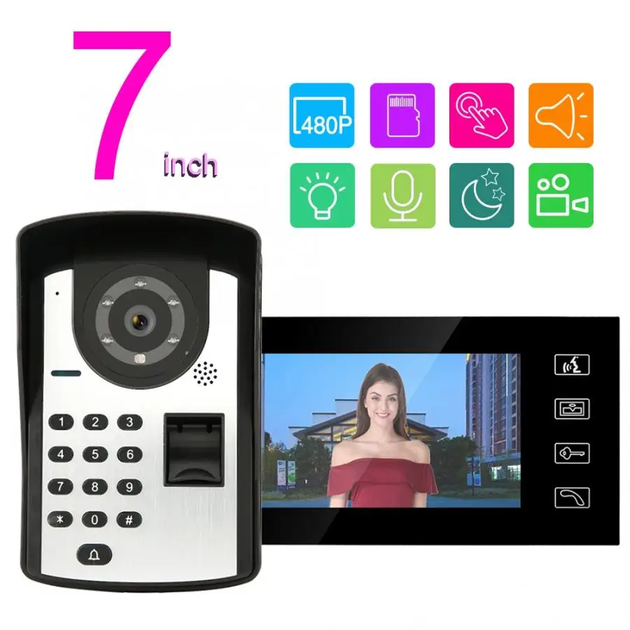 Дверной звонок, камера 7in RFID пароль видео телефон двери внутренняя Проводная связь дверной звонок комплект без замка 806FD11 умный дверной Звонок