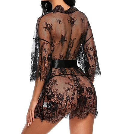 Горячее сексуальное женское белье Babydoll эротическая Пижама женская кружевная прозрачная v-образная пижама халаты с стрингами Babydoll женская одежда для сна
