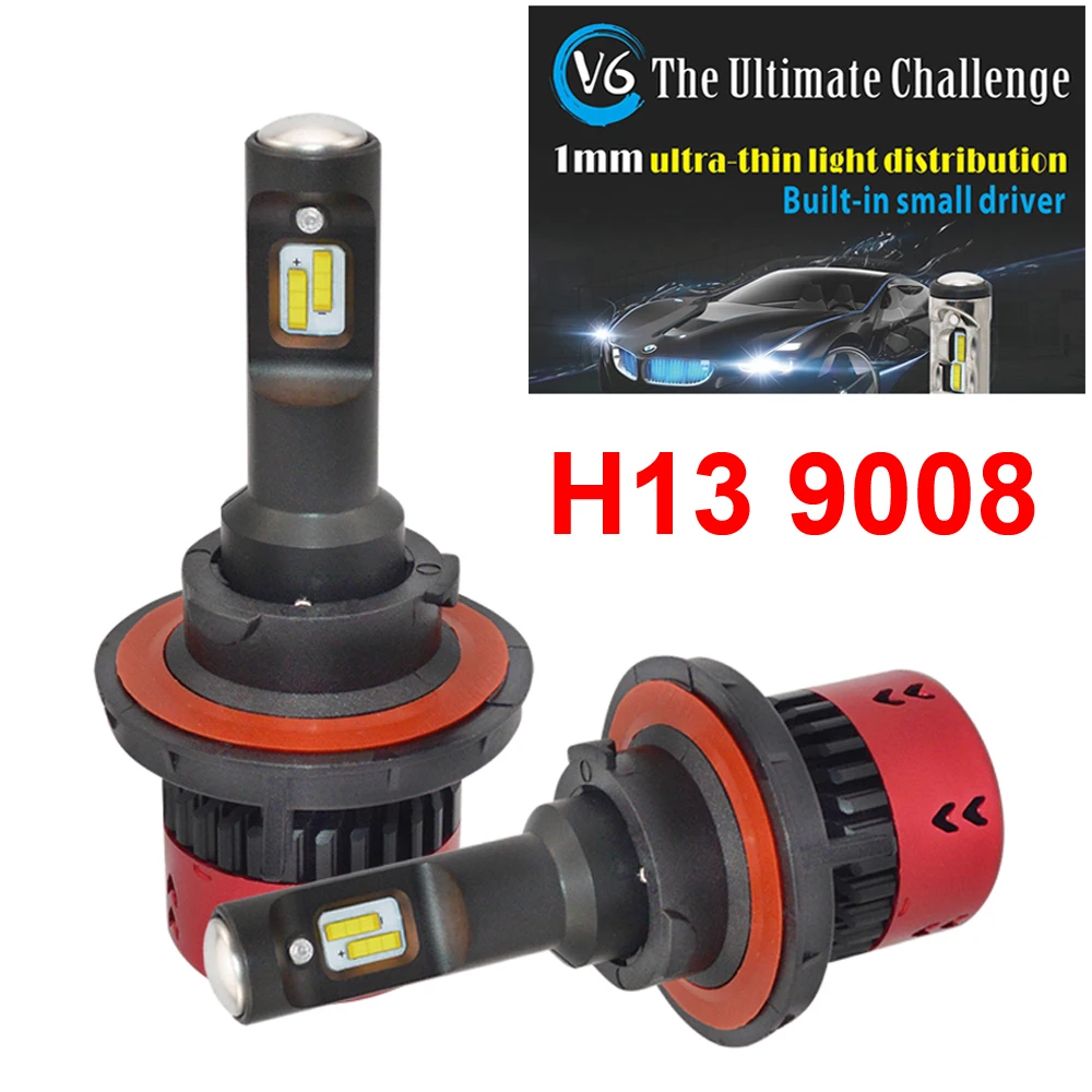 1 комплект H13 9008 70 Вт 9600LM V6 светодиодные фары все в одном мм Ультра тонкие флип чипы