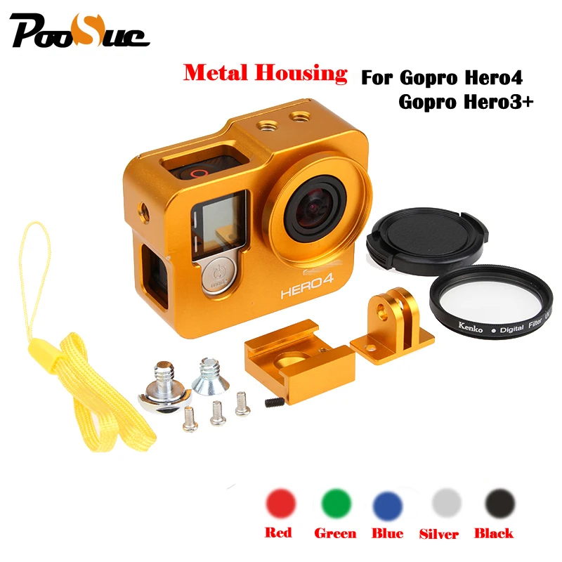 Чехол с алюминиевым корпусом защитная рамка для GoPro Hero 4/3 + камера и УФ-фильтр Go Pro