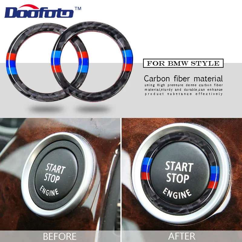 Doofoto For BMW E87 E90 E92 E93 1 3 5 Series Car Engine Start Stop Ring Carbon Fiber M Sport Accessories Button | Автомобили и