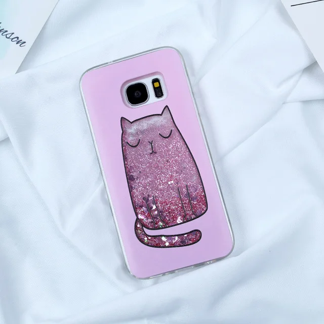 big cat Для Samsung S7 Edge чехол S8 S9 S10 плюс A5 A8 плюс A5 J5 J7 J3 A3 A5 A7 Жидкий блеск динамический телефонные чехлы - Цвет: big cat