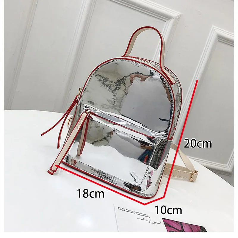 

DICEVALM 2019 Summer Laser Pu Leather Backpack Female Fashion Women Backpack Small Shoulder Bag School Bags For Teenage Girls