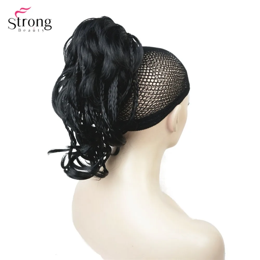 Плетеные косички StrongBeauty с зажимом для конского хвоста удлинители волос короткие