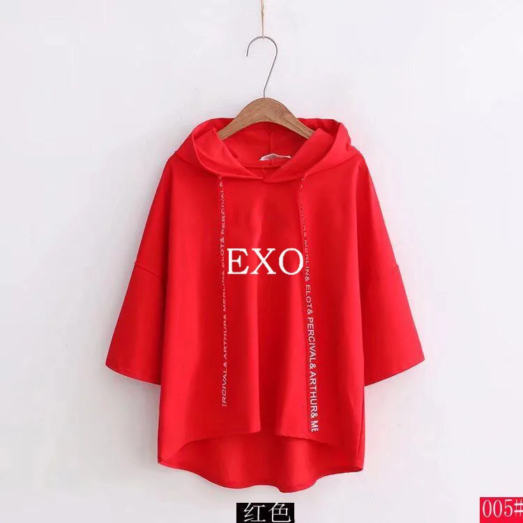 red 1 k-поп футболка Для женщин хлопковая Футболка EXO Популярные бангтан в стиле «хип-хоп»; Женская Blackpink Футболка Топ Повседневное Kpop женские футболки для фанатов - Цвет: red 1