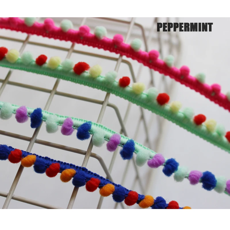 

3yards/lot Mini Ball Trim 10mm Pom Pom Lace Mixed Ball Braid Lace Fringe Ribbons Fabric DIY Sewing Handmade Accessory