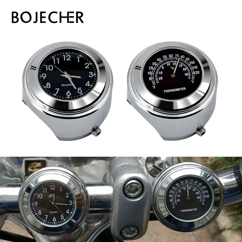 7/8 &quot1&quot мотоцикл руль циферблат часы + черный термометр температуры для Honda Harley