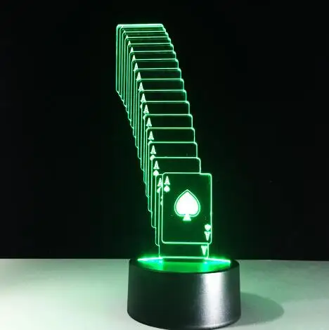 7 Colors Change 1 2 кости 3D свет акриловые красочные атмосфера лампа стерео видения лампы Спальня ночник подарки для друзей любителей покера - Испускаемый цвет: 7 Colors Change 1