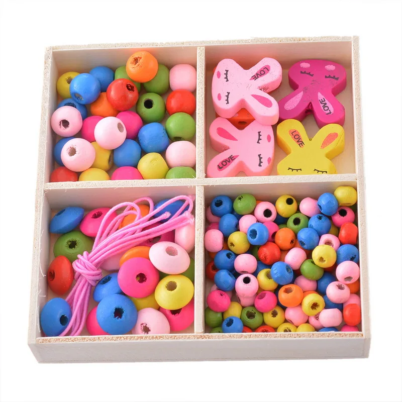 1 коробка разноцветные деревянные бусины кролики DIY ювелирные изделия для детей