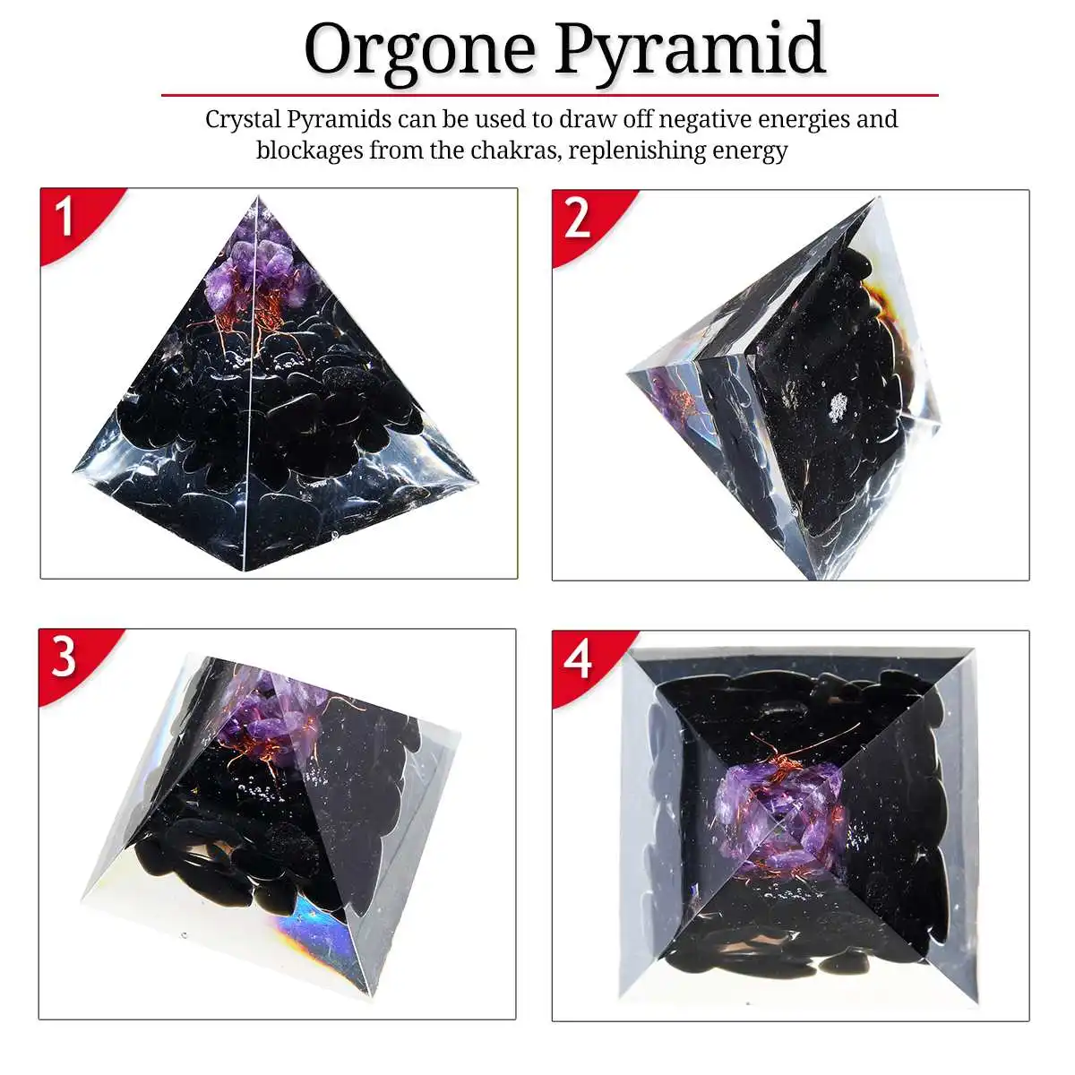 Сбора Fortune orgonite пирамиды 55x55x65 мм рейки фэн-шуй украшения с украшением в виде кристаллов Руна Orgone аккумулятор смолы декоративное мастерство, suzani