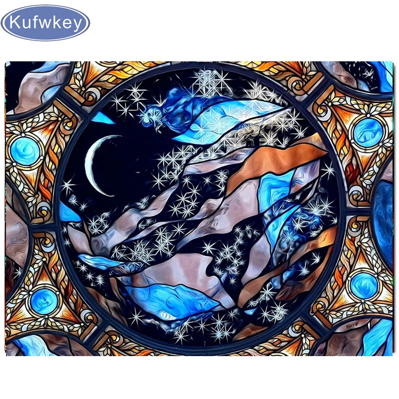 Абстракция луна звезды 5D квадратная/круглая алмазная живопись Набор для вышивки