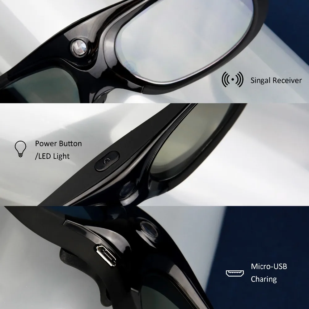 DLP LINK Active 3D очки USB зарядка Кино Универсальный Ready проектор домашнего кинотеатра
