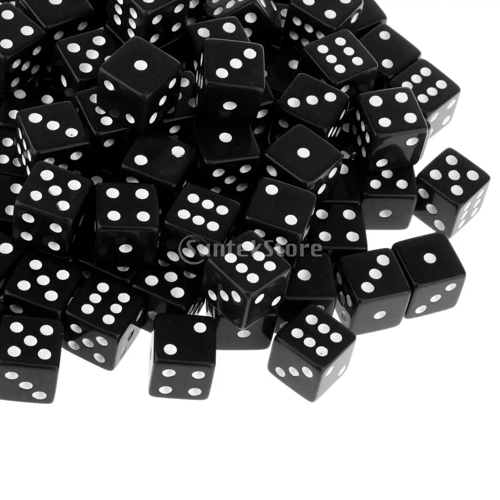 

100 x Opaque 16mm Six Sided Spot Dice D&D RPG Games Party Dice Gambling Game Dices