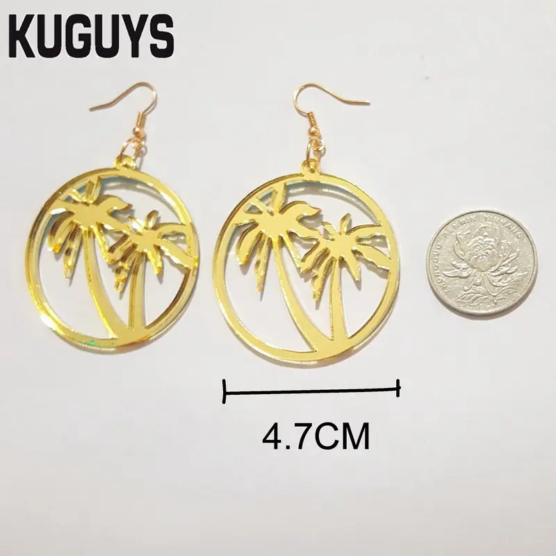 KUGUYS модные летние ювелирные изделия Гипербола Кокосовые серьги-капельки Мода
