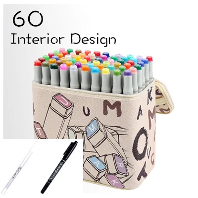 60Interior design Touchmark 30/40/60 Цвет Dual Head набор маркеров для живописи алкоголя эскиз Маркеры Ручка для искусства раскрашивания манга дизайн Art Поставщик кисти - Цвет: 60Interior design