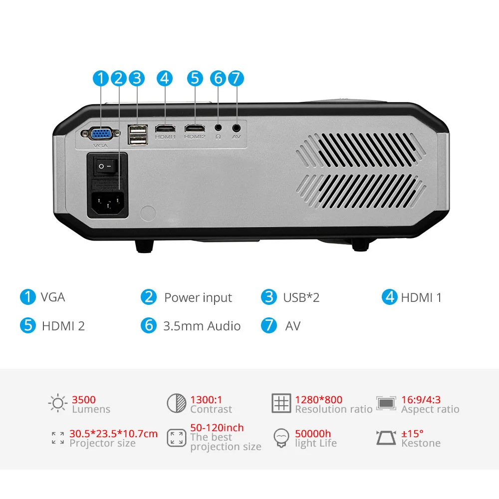 Rigal RD817 Android 6 0 проектор с wi fi 3500 люмен Full HD 1080P домашний кинотеатр мультимедийный ЖК