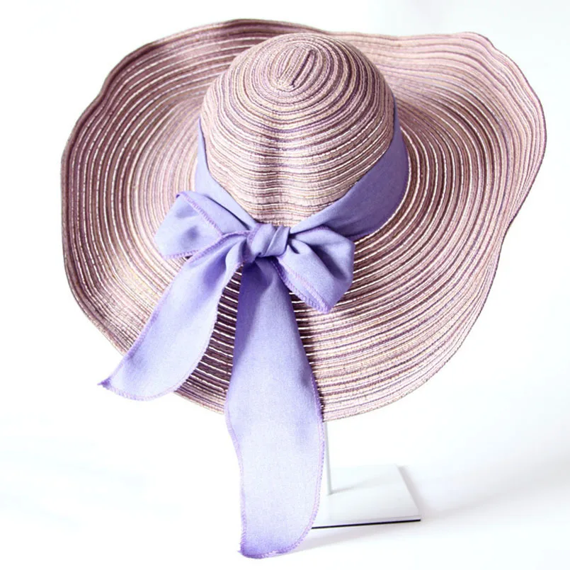 2018 Hot Sale Round Top Raffia Wide Brim Straw Hats Lady Summer Women Straps With Leisure Beach Hat Elegant Bow-knot Gorras | Аксессуары