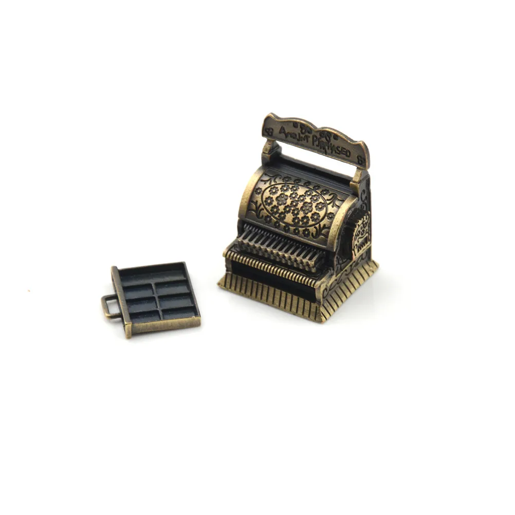 Новинка 2019 винтажный металлический кассовый аппарат для кукол украшение дома 1:12