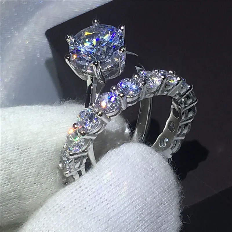 Классическое женское кольцо с фианитом AAAAA обручальное для женщин 925 серебряные