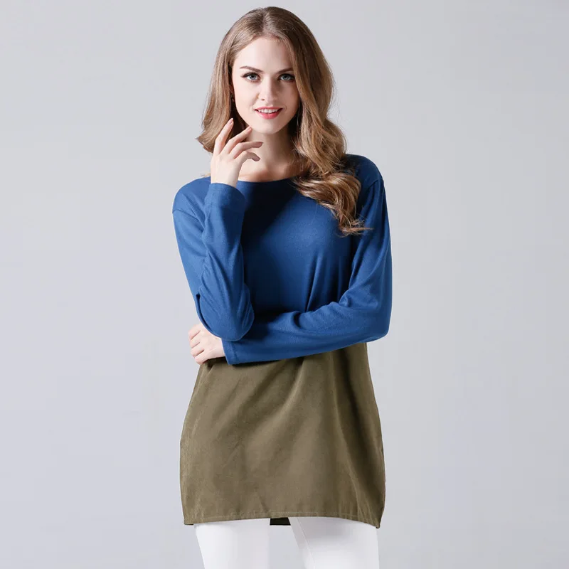 Женское платье Стильные повседневные платья с длинными рукавами и круглым