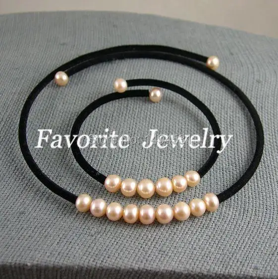 

Free Shipping - 8-9mm AA Pink Color Natural Freshwater Pearl Jewelry Set Necklace And Bracelet Wholesale Pearl Jewelry
