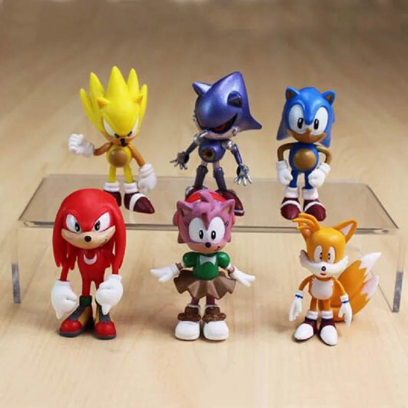 6 шт./компл. Sonic зубная щётка пластиковая фигурка героя модель игрушки из