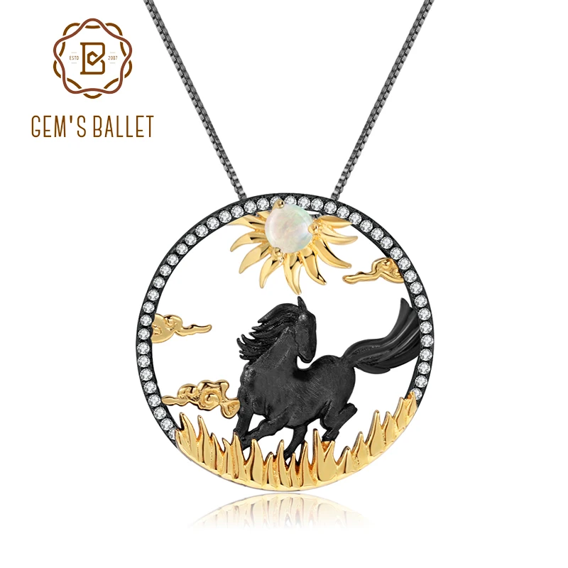 GEM'S балетные 925 пробы серебряные скачущие от солнца лошади Китайский Зодиак