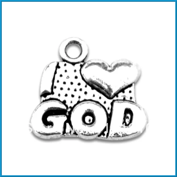 antique silver plated new style i love god pendant alloy message charms jewelry | Украшения и аксессуары