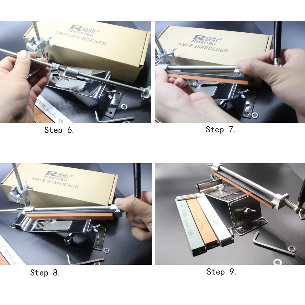 

Upgraded Fixed-angle Knife Sharpener Kit Full Metal Stainless Steel knife slicker whetstone +Professional 4 Sharpening Stones